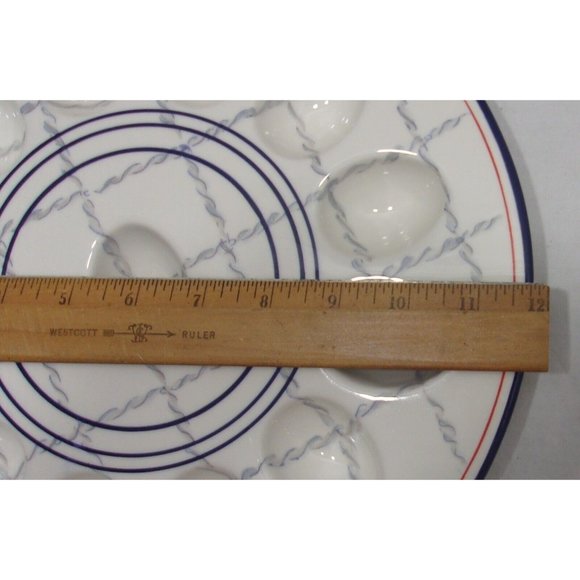 Paula Deen Nautical Ahoy Matte!! Deviled Egg Plate/Platter 12"D Easter - Picture 8 of 10